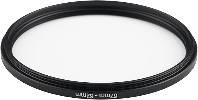 67mm to 62mm Step Down Ring Filter Adapter Applicable to All Brands of UV ND CPL Filter (67mm-62mm)