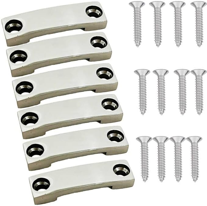 6Pack 316 Stainless Steel 1 Inch Strap tie Downs,Bimini Top Strap, Pad Eye,Footman's Loop for RV Camper,Boat,Kayaks,Jeep,Truck Tie Downs,for Battery and Portable Fuel Tanks. - No Rust