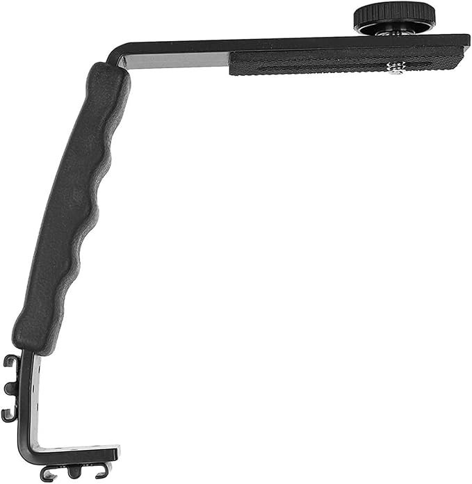 Sonew Camera Flash L Bracket Dual Hot Shoes Holder Mount Adapter Mount DV Microphone LED Light for Photography Lightweight Sturdy Durable