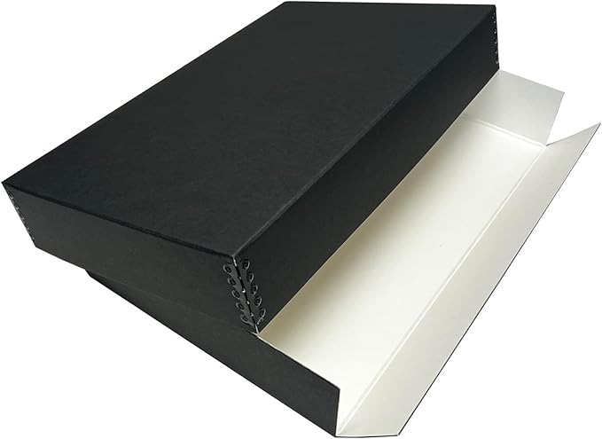 Lineco Museum Archival Storage Box, 11.75x18.25x3 in. Drop Front Design. Acid-Free with Metal Edge. Organize Photos, Pictures, Prints, Documents, Crafts, DIY. Black, 2Pack