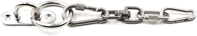 Ceiling Wall Mount Hook Heavy Duty Anchor with Ring 5mm 3/16" 304 Stainless Steel Great for Yoga Swings Hammocks/Boat Rigging/Marine Deck Hardware/Suspension Training Straps