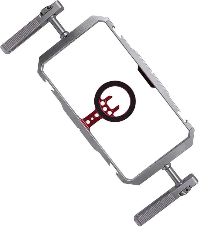 Pomya Handheld Filmmaking Phone Rig,Sturdy Aluminum Alloy Mobile Phone Cage with Dual Handles for Vlog, Live Streaming and Professional Video Creation