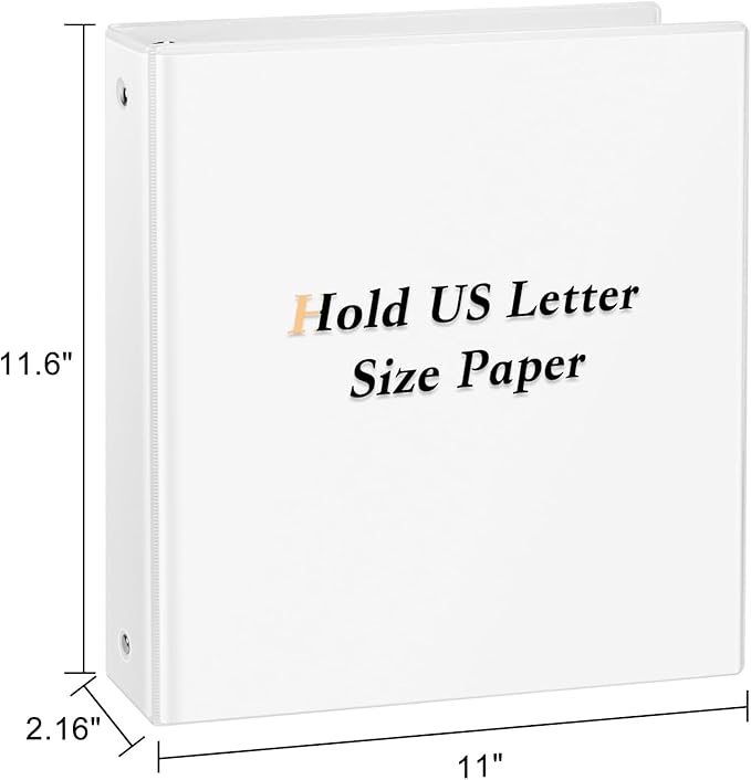 CIXILDTS 1.5-inch Round Ring Binder, Durable 1.5" 3 Ring Binder Fit Letter Size Paper, White, 36-Pack