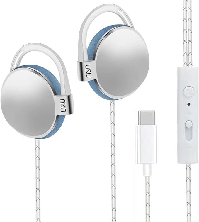 C-YOUNG USB C Headphones Over-Ear Buds Hooks Microphone for Sports Running & Volume Control, Fit Small Ears Type C Wired Earbuds, Compatible with iPad and Android Smartphones