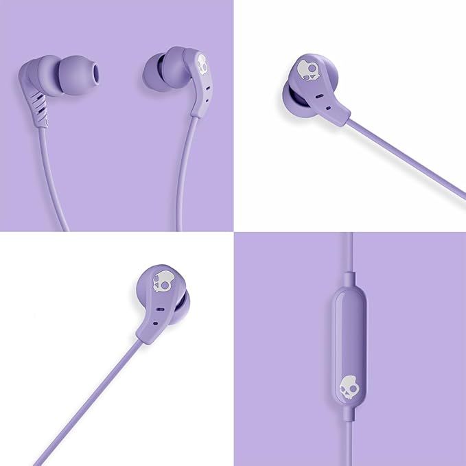 Skullcandy Set USB-C Wired Earbuds with Noise Isolating Fit, Built-in Microphone Call and Track Control for iPhone Android, Ear Gels Included for Custom Fit - Preppy Purple