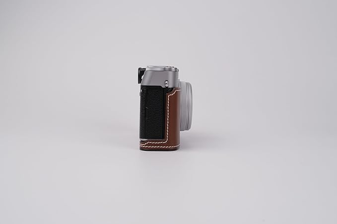 Genuine Leather Camera Half Case for Fujifilm X100VI - Top Layer Cowhide Body + Metal Base Plate - Hand Shank Free Design (Brown)