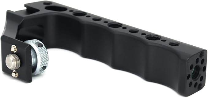 SZJELEN Universal Top Handle with 3/8" Screw Locating Pins for DSLR Camera Cage, with 3 Cold Shoe Adapters to Mount DSLR Camera with Microphone/LED Light/Monitor (Black with 3/8" Screw)