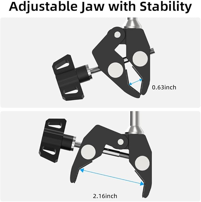 SUREWO Super Camera Clamp Mount,Super Clamp Mount with Dual Ballhead Magic Arm Compatible with Gopro Hero 13,12,11,10,9,8,7,6,5, Insta360 X4/3/2, DJI Osmo Action 6/5 pro/4/3,AKASO and More