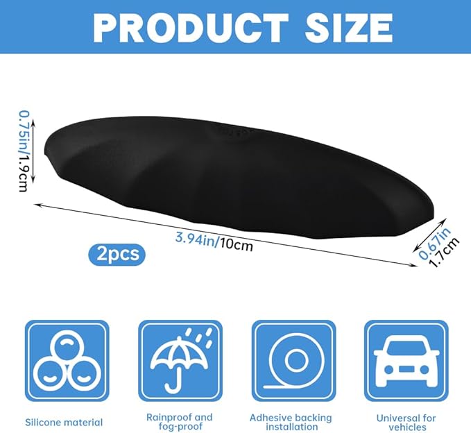 2Pcs Rear View Backup Camera Cover,Universal Car reversing Camera Rain Cover,Car Thick Cameras Protection Sticker,Silicone rain Sticker,Non-Destructive Adhesion(Black,Size:10 * 2 * 2cm)