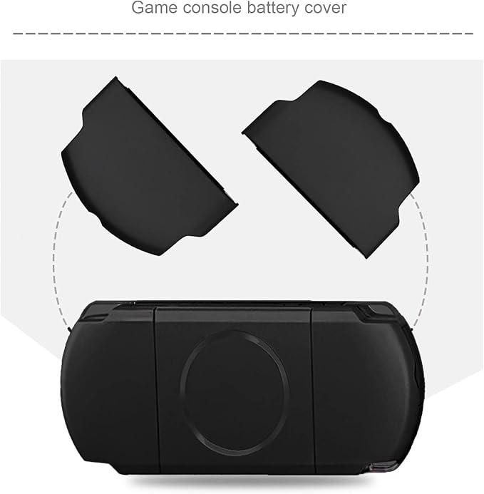 SING F LTD 2PCS Replacement Battery Door Covers Cases Protectors Compatible with Sony PSP 2000 2003 2004 3000 3003 3004 Black Plastic Console Accessories