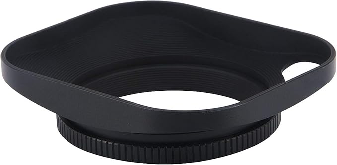 Haoge LH-B46P 46mm Square Metal Screw-in Lens Hood Hollow Out Designed with Cap for Leica Rangefinder Camera with 46mm E46 Filter Thread Lens Black