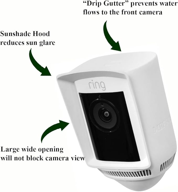 Silicone Skin Case Compatible with Ring Floodlight Cam Wired Pro - Sun Glare, UV & Weather Protection Skins Cover (White, 1 Pack)