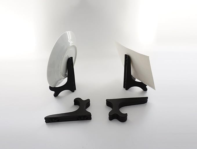 Artliving Black 4" Wood-Like Plastic Easels Plate Display Stands Picture Frame Stand Holder-Set of 4