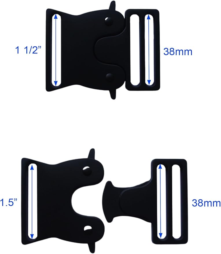 2 pcs Heavy Duty Metal Climbing Adjustable Release Buckles, Webbing Strap Lock Belt Outdoors Tactical Repair Buckle (38mm)