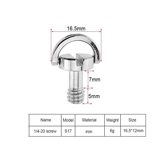 1/4 3/8 Camera Screw for Quick Release Plate 1/4 3/8 Inch D-Ring Screw Tripod Ballhead Mount Adapter Photography Accessories(S17 1PC)