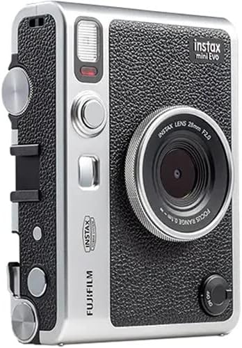 FUJIFILM INSTAX MINI EVO Hybrid Instant Camera (Black) Bundle with 32GB Memory Card + Camera Case + USB Card Reader, SD/microSD + Microfiber Cleaning Cloth