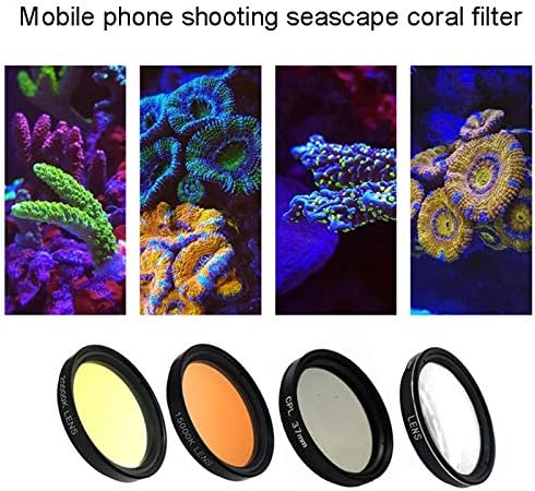 Aquarium Smartphone Camera Lens Filter 4 in 1 Kit Yellow Orange Lens Filter for Coral Reef Aquarium Photography