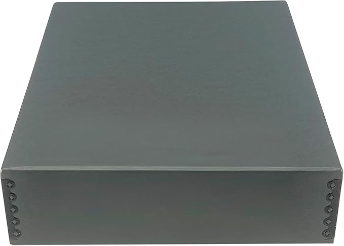 Golden State Art, Archival Storage Box, Acid-Free Drop Front Museum Box with Metal Edge for Storing Artwork Photos Documents Prints Arts And Crafts (Gray-11.75x15.25x3 Inches)