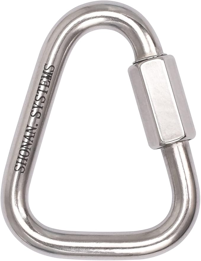 SHONAN Delta Quick Link Large Stainless Steel 4.1 Inch Triangle Chain Links Heavy Duty Triangle Carabiners Marine Grade, 1 Pack, 2517 Lbs Capacity