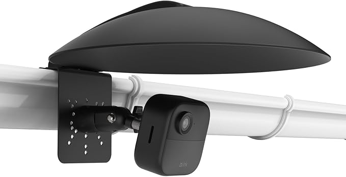 VOMENC Universal Sun Rain Shade Camera Cover with Gutter Mount for All Outdoor Security Camera with 1/4 Screw, Shield Compatible with R-ing,Blink,Eufy Arlo,Wyze,TP-Link Tapo Camera (Black)