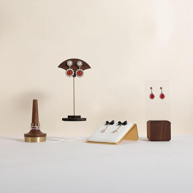 GemeShou Velvet earring display stands for selling, White earring holder, Gold Jewelry studs organizer【White】