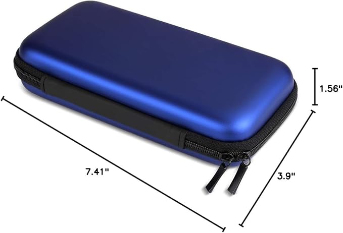 iMangoo Travel Essentials Electronics Organizer Charger Case Portable Dual Zipper Shockproof Pouch Tech Purse Cord Cable Pouches Power Bank Storage Accessories Bag for Women Men,6.5x3.2x1 Blue