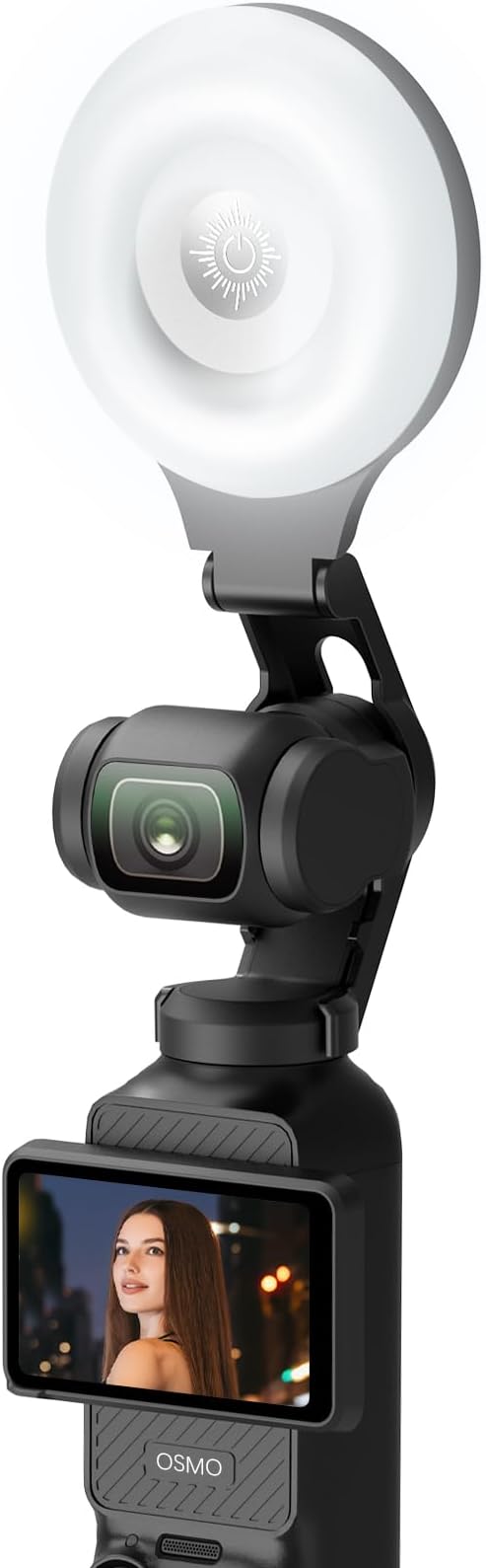 AMAZEAR LED Light for DJI OSMO Pocket 3 Accessories, Auto-Follow Gimbal Selfie Vlog Video Auxiliary Fill Lighting, CRI≥95, 3-Color Temp 2500-9000K Brightness Adjustable, 2W USB-C (Black)