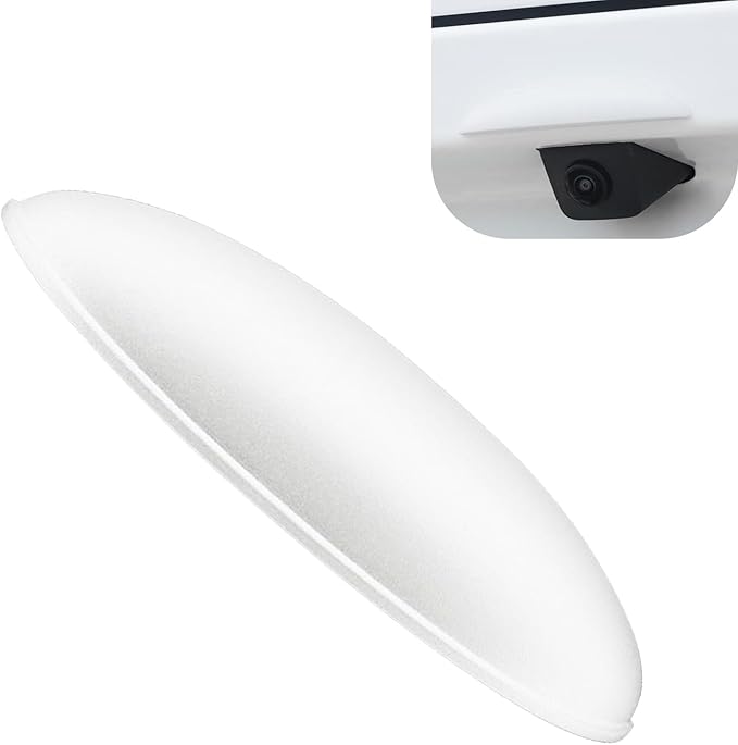 Car Rear View Camera Cover, Wider Longer Waterproof Protective Shield for Clear Imaging, ABS Anti-rain Reversing Cam Guard with Self-adhesive, Universal Exterior Modification for Cars (White)