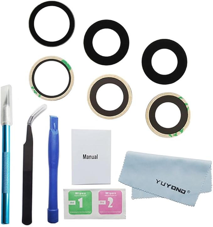3pcs OEM Rear Camera Glass Lens Replacement for iPhone 16 Pro 6.3 Inches and for iPhone 16 Pro Max 6.9 Inches Adhesive Preinstalled with Repair Tools Set (for 16 Pro / 16 Pro Max)