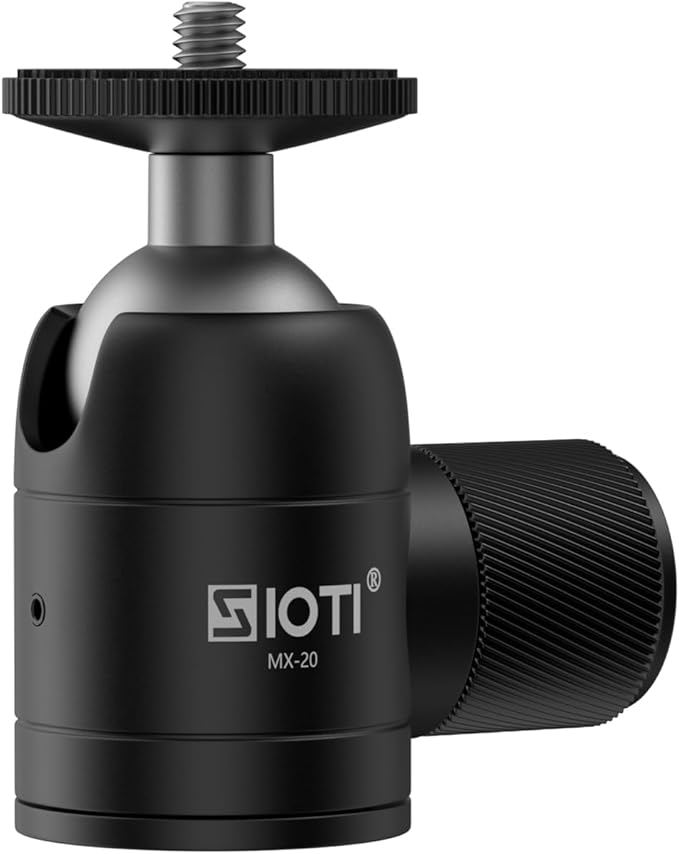 SIOTI Mini Tripod Ball Head, Swivel Mini Ball Head, Panoramic 360° Vertical Pan 90°, Compatible with Projector/DSLR/Action Camera/Cell Phone, and Works with Tripod/Monopod/Light Stand/Cage, etc.