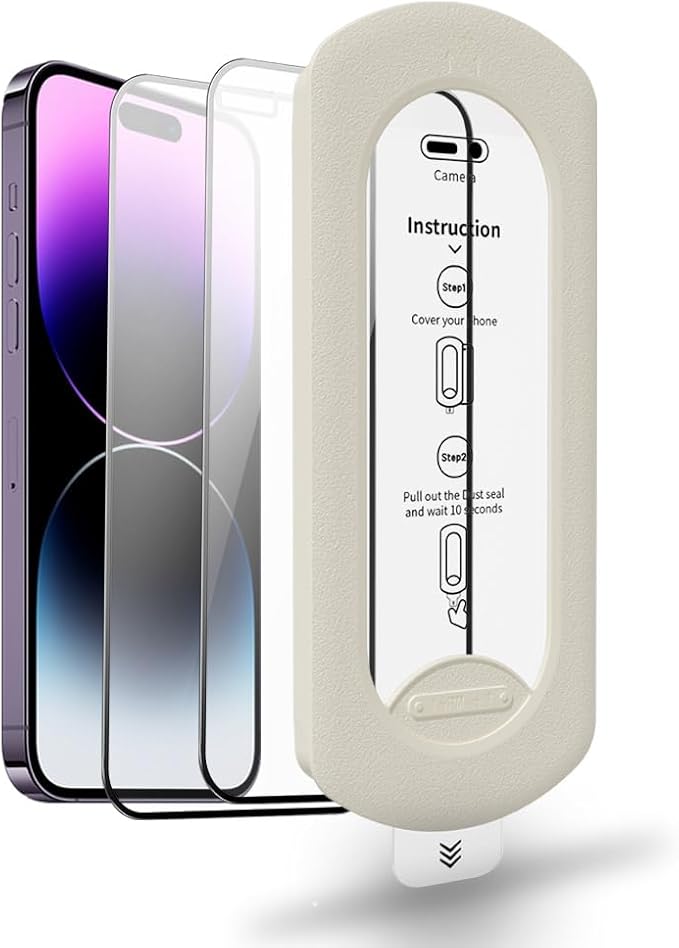 3 Pcak Screen Protector for iPhone 15/16, Easy Auto-Align Install Kit, 6.1" Tempered Glass, 9H Hardness, Ultra HD Clear, Case Friendly with Easy Installation Tool