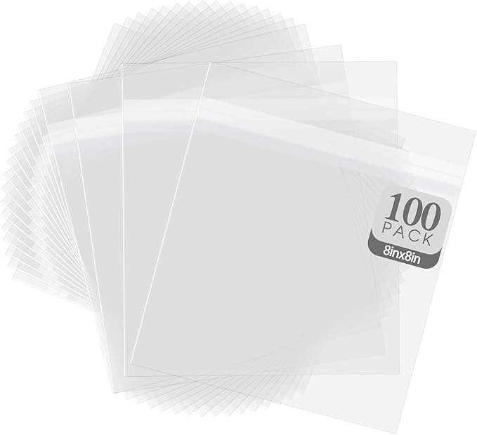Golden State Art, Pack of 100, Acid-Free Crystal Clear Sleeves Storage Bags for Photo Prints Framing Mats Mattes (Bag Size: 8 1/4 x 8 1/4 Inches for 8X8 Mats)