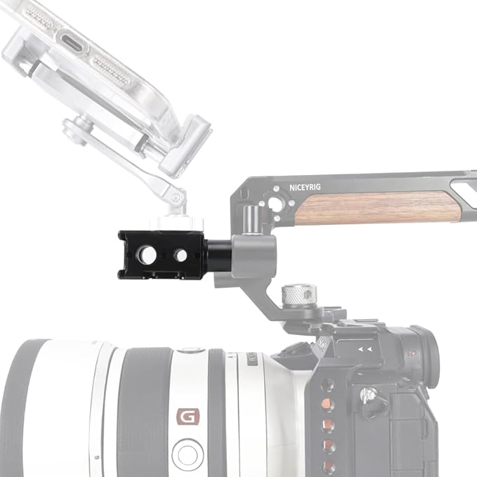 NICEYRIG 15mm Rod Expansion Adapter with Triple Cold Shoe Mount, 1/4'' & 3/8'' ARRI Locating Hole for DSLR Camera 15mm Rod Rail Support System - 611