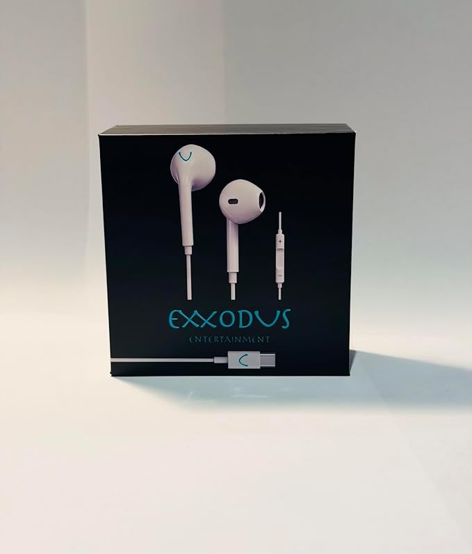 iPhone USB-C Earphones, USB-C Headphones, Earphone Wired Earbuds with Built-in Microphone, Control Music, Phone Calls, Volume. for iPhone 15/16/17 Pro Max. Black and White.