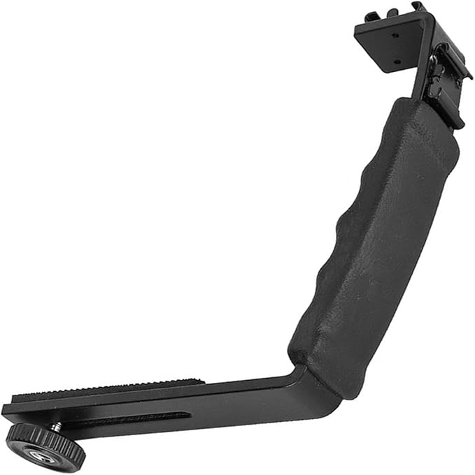 Sonew Camera Flash L Bracket Dual Hot Shoes Holder Mount Adapter Mount DV Microphone LED Light for Photography Lightweight Sturdy Durable