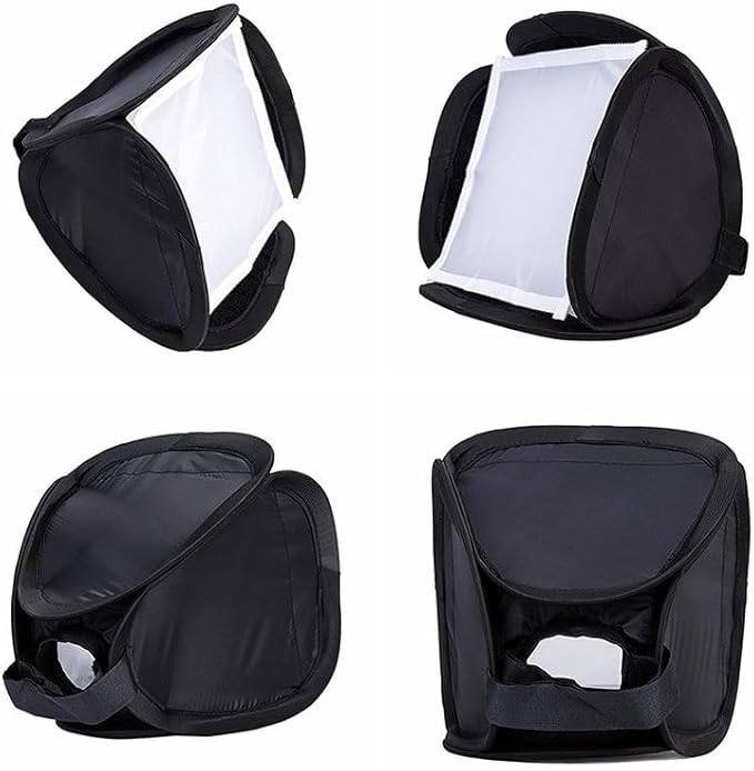 REFLEX CAMERA 23×23cm (9×9in) Portable Softbox Flash Diffuser for DSLR Speedlite, Dual-Layer Reflective Lighting Modifier, Foldable Photo Studio Light Cover with Bag, Compatible with Canon, Nikon Sony