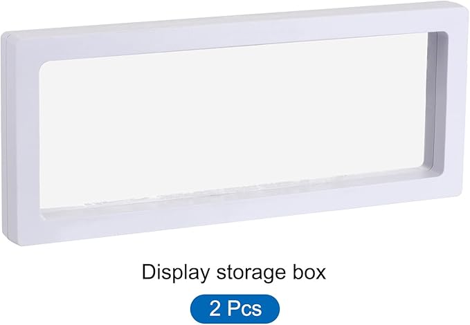 MECCANIXITY Floating Frame Display Holder Stand 3D Jewelry Display Box 9.06 x 3.54 x 0.79 inch White for Ring Necklace Bracelet Earring Pack of 2