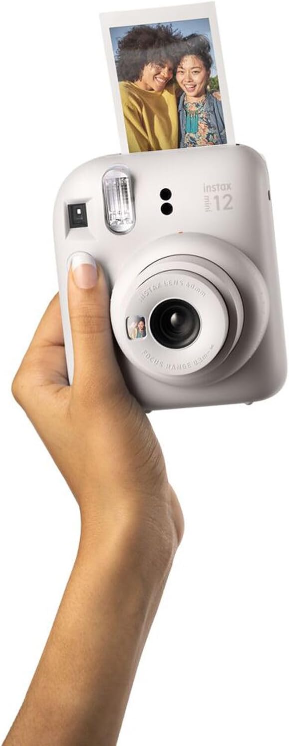 Fujifilm Instax Mini 12 Instant Camera Clay White Bundle with Fuji Instax Mini Film Value Pack (40 Sheets) + Protective Carrying Case + Photo Album + Microfiber Cleaning Cloth