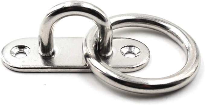 304 Stainless Steel Eye Pad Plate with Ring 9mm Anchor Mount with Ring Great for Yoga Swings Hammocks/Boat Rigging/Marine Deck Hardware/Suspension Training Straps
