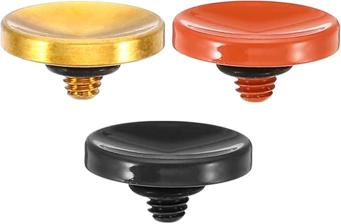 PATIKIL Camera Shutter Button, 3 Pack Soft Shutter Release Button Pure Copper Camera Button Concave Suitable for Nikon for Fujifilm for Leica DSLR/SLR Camera, Black Orange Golden