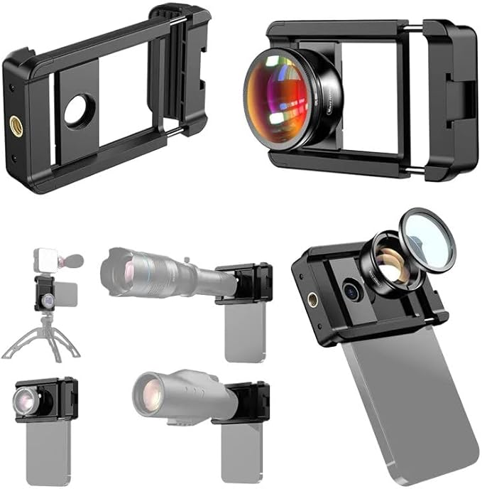 10X Macro Lens Kit Phone Camera Lens + CPL Filter 17mm Thread Phone Clip Clamp Mount Holder with Cold Shoe Mount for Smartphone (Clip Only)