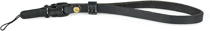 Handmade Cowhide Leather Camera Wrist Strap, Brass Hardware with Duraflex buckle, Black or Brown, Hand-Stitched