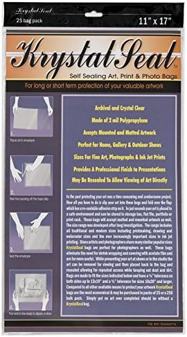 Creative Mark Krystal Seal ATC Art and Photo Bags - Archival Polyethylene Sealing Bags for Paintings, Artwork and Photo Storage - 11 x 17- Pack of 25