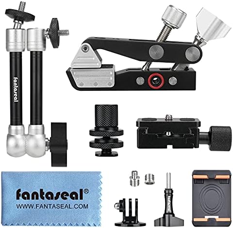 Heavy Duty DSLR Mirrorless Camera Camcorder Super Clamp Mount w/Magic Arm +Quick Release Plate Desk Table Handrail Bar Holder Video Rig Kit for Studio Youtuber Travel Outdoor Time Lapse Vlogging