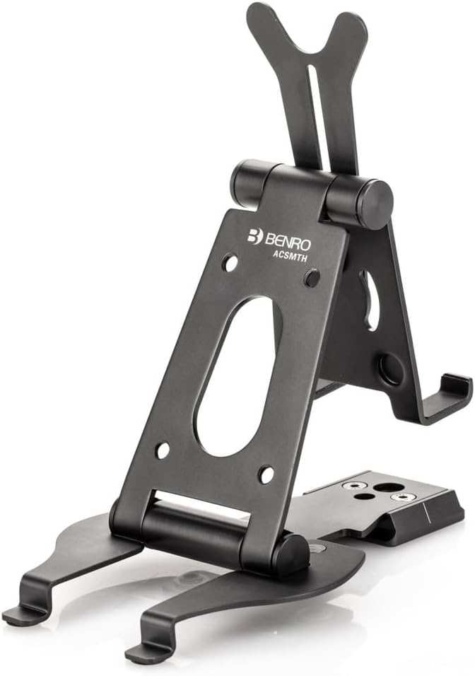 Benro Arca-Swiss & RC2 Compatible Tablet and Smartphone Holder — Adjustable Universal Mount with 1/4"-20 Accessory Threads for Tripods, Rigs, Streaming & Mobile Content Creation (ACSMTH)