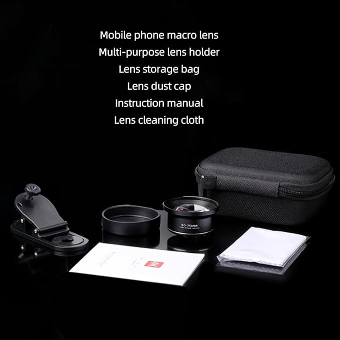 Andoer Mobile Phone Lens Macro Lens Photography Accessories for Smartphone 4K Ultra High Definition with Phone Clip Compatible with Android Smartphones iPhone 15/14/13/12 Max/Xr/X/8