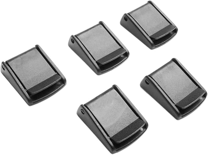 CooBigo 5pcs Webbing Cam Buckles Plastic Black Toggle Clip Backpack Straps