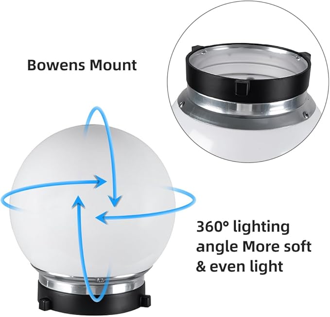 15cm/ 6in Soft Ball for Photography Translucent Diffuser Ball Flash Ball Diffuser Dome with Bowens Mount for Advesing Art Photography Accessories