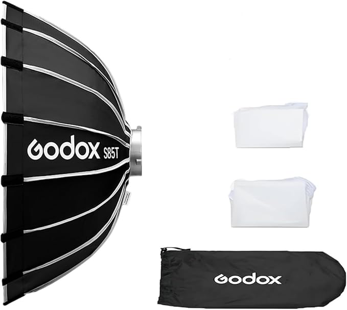 Godox S85T 85cm/33.5in Quick Release Umbrella Softbox Professional Foldable Softbox with Standard Bowen Mount & Diffusers for Photography Studio Photography Portrait Live Stream
