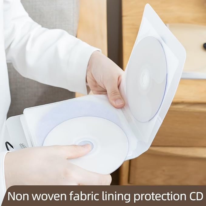 CD Case,3 pack 12 Capacity CD/DVD Case Holders Wallet Hard Plastic DVD Disc Cases Storage Binder for Car Home Office Travel (3, Translucent White)